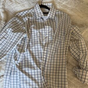 Mizzen+Main Blue and White Checkered Dress Shirt